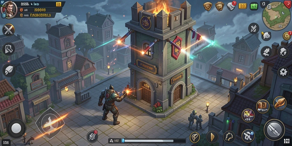 Tampilan gameplay menegangkan dari game Tower Defense 898A.