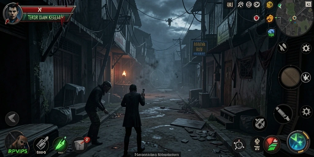 Screenshot dari RPVIP5 menampilkan suasana mencekam dalam gameplay.