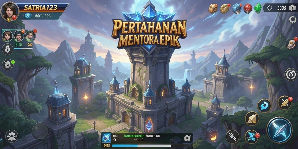 Screenshot menunjukkan duel menara dalam SATRIA123.