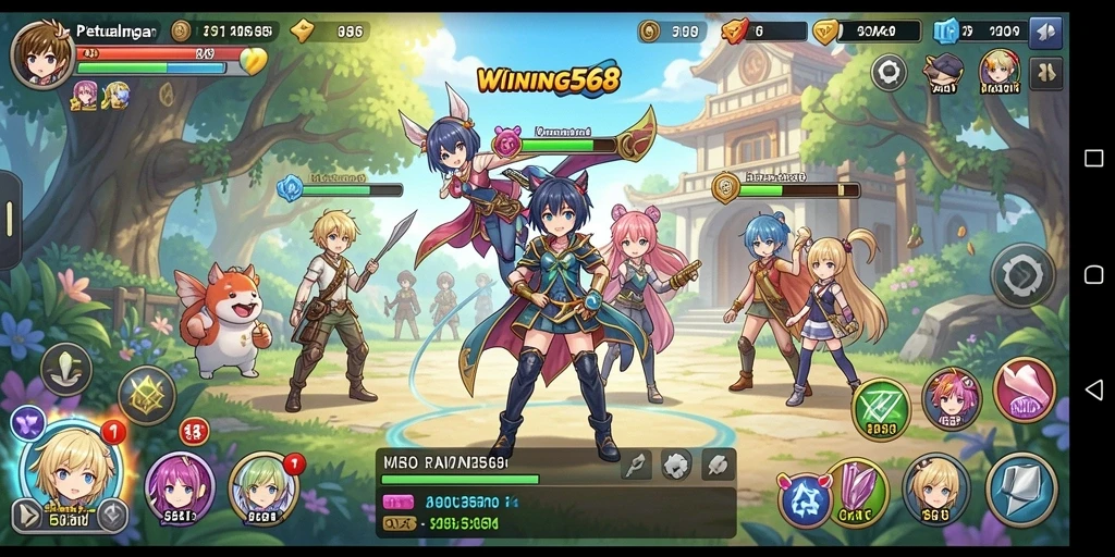 Tampilan gameplay seru dari WINNING568 dengan karakter Anime.
